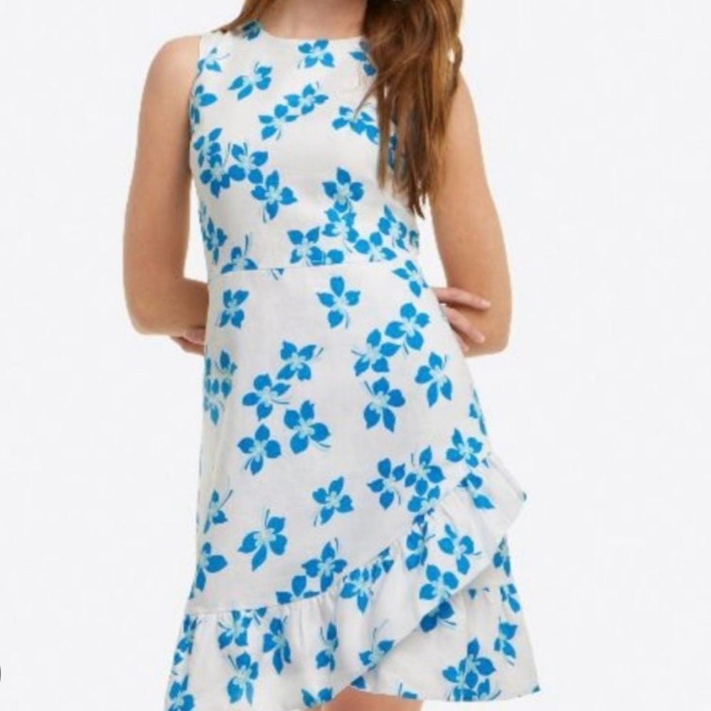 Draper James Blue Floral Linen Dress